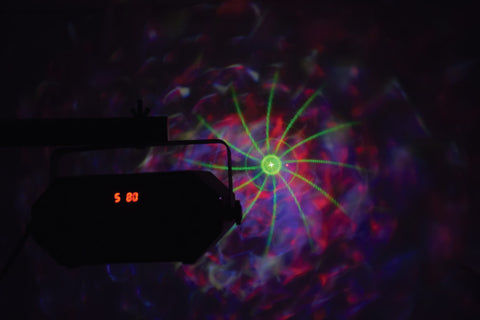 QTX Tetra - LED Moonflower + Ripple + Strobe/UV + Laser Effect