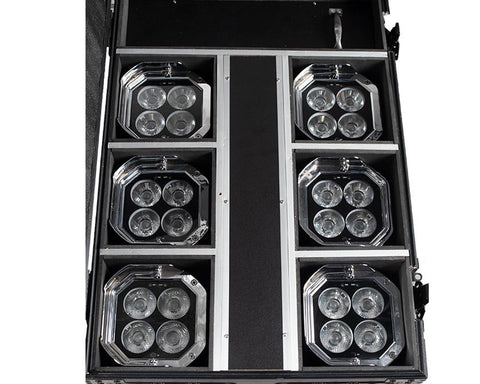 ADJ Mirage Q6 Pak - LED Uplighter 6 in Charging Flightcase IP65 Chrome
