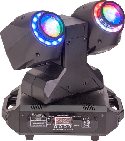 Ibiza Light MHBEAM60-FX - Dual 2-in-1 30W Wash & Beam LED Moving Head with DMX Control
