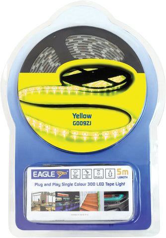 Eagle G009ZJ - 5m Green 12V IP65 Yellow LED Tape Light Kit with In-line PSU