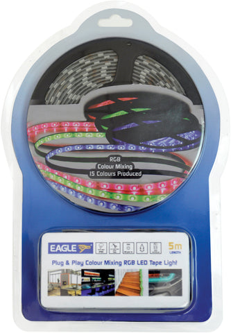 Eagle G009ZR - 5m 12V RGB LED Tape Light Kit Inc In-line PSU