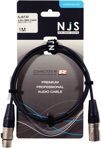 NJS NJS730 - 1m XLR to XLR 3 Pin DMX Cable