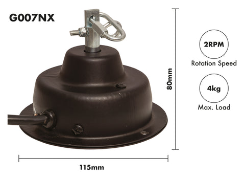 FXLAB G007NX - 2 RPM Professional Mains Powered Mirror Ball Motor with Twin Hanging Points - 4kg Load Capacity
