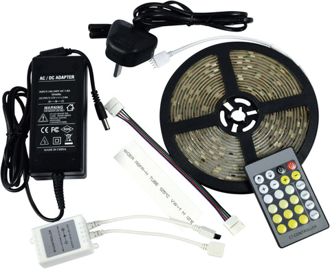 Lighting Resources G008PK - 5m Tape Light 12V 150 LED With PSU IP65 Cool White/Warm White