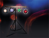 FXLAB G017KC - Mobile DJ Lighting Kit with 4 LED Lighting Effects, T-Bar lighting stand and Sound to Light Mode