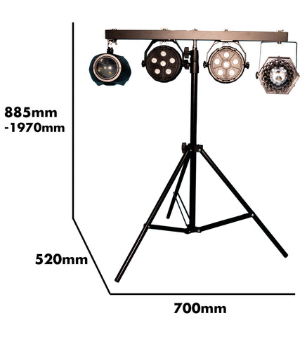 FXLAB G017KC - Mobile DJ Lighting Kit with 4 LED Lighting Effects, T-Bar lighting stand and Sound to Light Mode