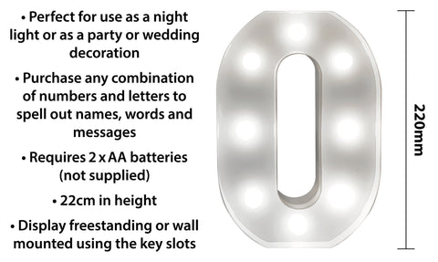 St Helens Home and Garden GH11210 - "0" Battery Operated 3D LED Number Light