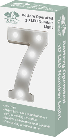 St Helens Home and Garden GH11217 - "7" Battery Operated 3D LED Number Light