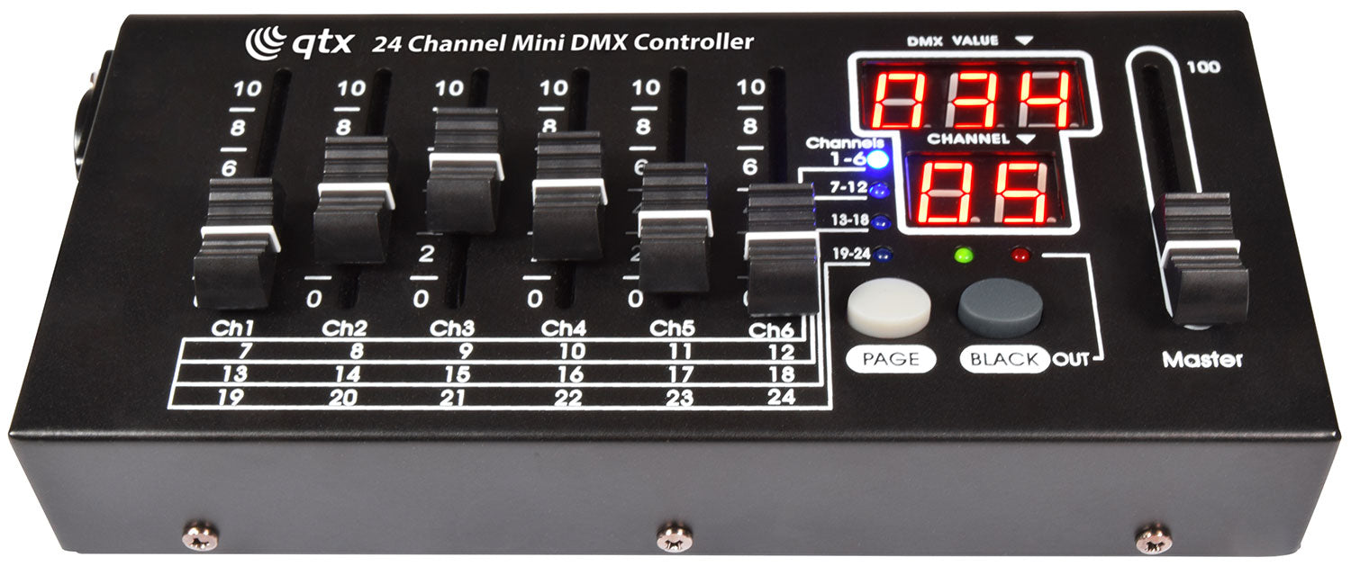 QTX MDMX-24 - 24 Channel Mini DMX Controller | DMX CONTROLLERS ...