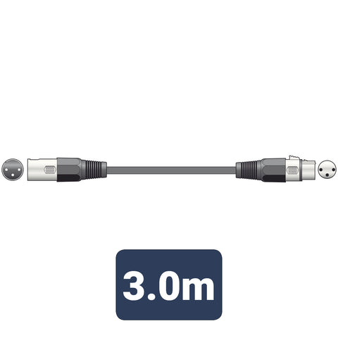 QTX 177.904UK - 3m Professional 3 Pin DMX Lighting Lead