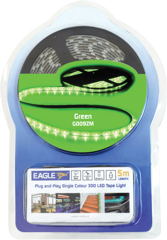 Eagle G009ZM - 5m Red 12V IP65 Green LED Tape Light Kit with In-line PSU