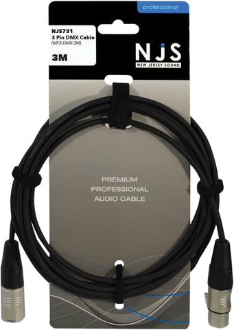 NJS NJS731 - 3m XLR to XLR 3 Pin DMX Cable