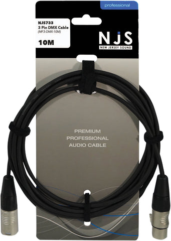 NJS NJS733 - 10m XLR to XLR 3 Pin DMX Cable