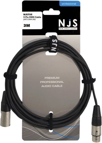 NJS NJS735 - 3m XLR to XLR 5 Pin DMX Cable