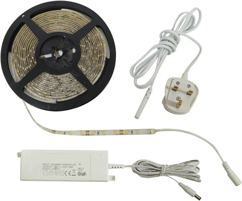 Eagle G009TG - 5m Warm White 12V IP65 LED Tape Light Kit with In-line PSU