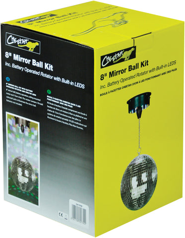 Cheetah G017KM - 10cm Silver Mirror Ball Kit With Sound To Light Motor