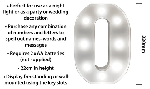 St Helens Home and Garden GH11210 - "0" Battery Operated 3D LED Number Light